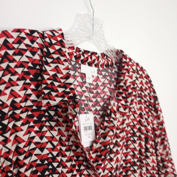 J. Jill Red & Black Triangle Print Shirt Dress - Picture 5 of 10